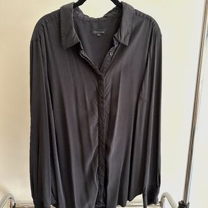 Universal Standard Cupro Kennedy Button Down Shirt, Size M, Black